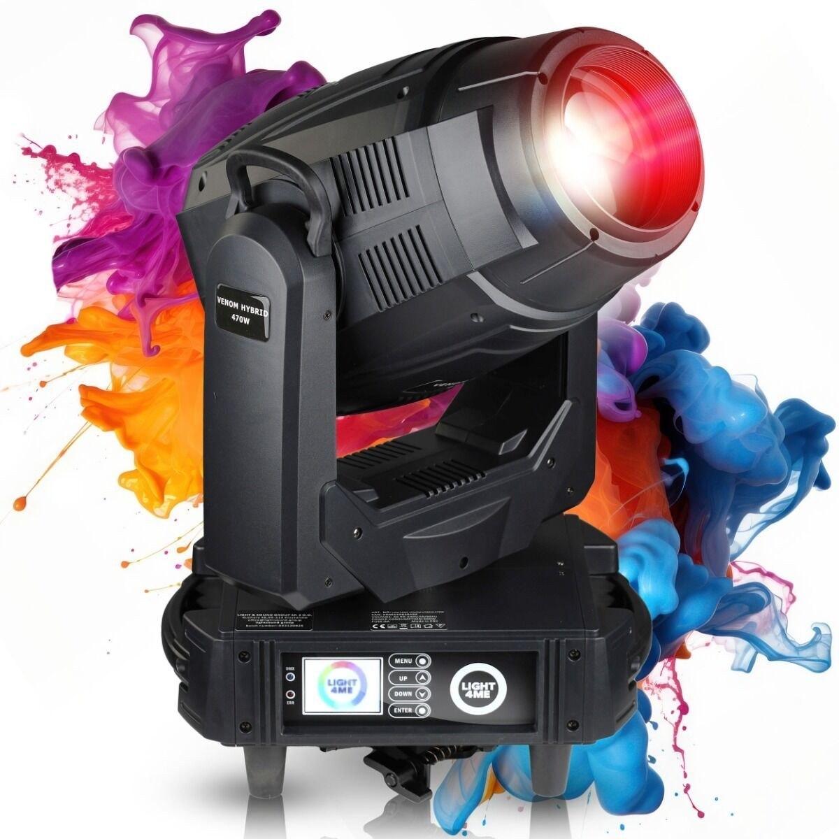 LIGHT4ME VENOM HYBRID 470W głowica ruchoma hybryda beam spot wash oświetlenie sceniczne DMX LED 2x hak montażowy