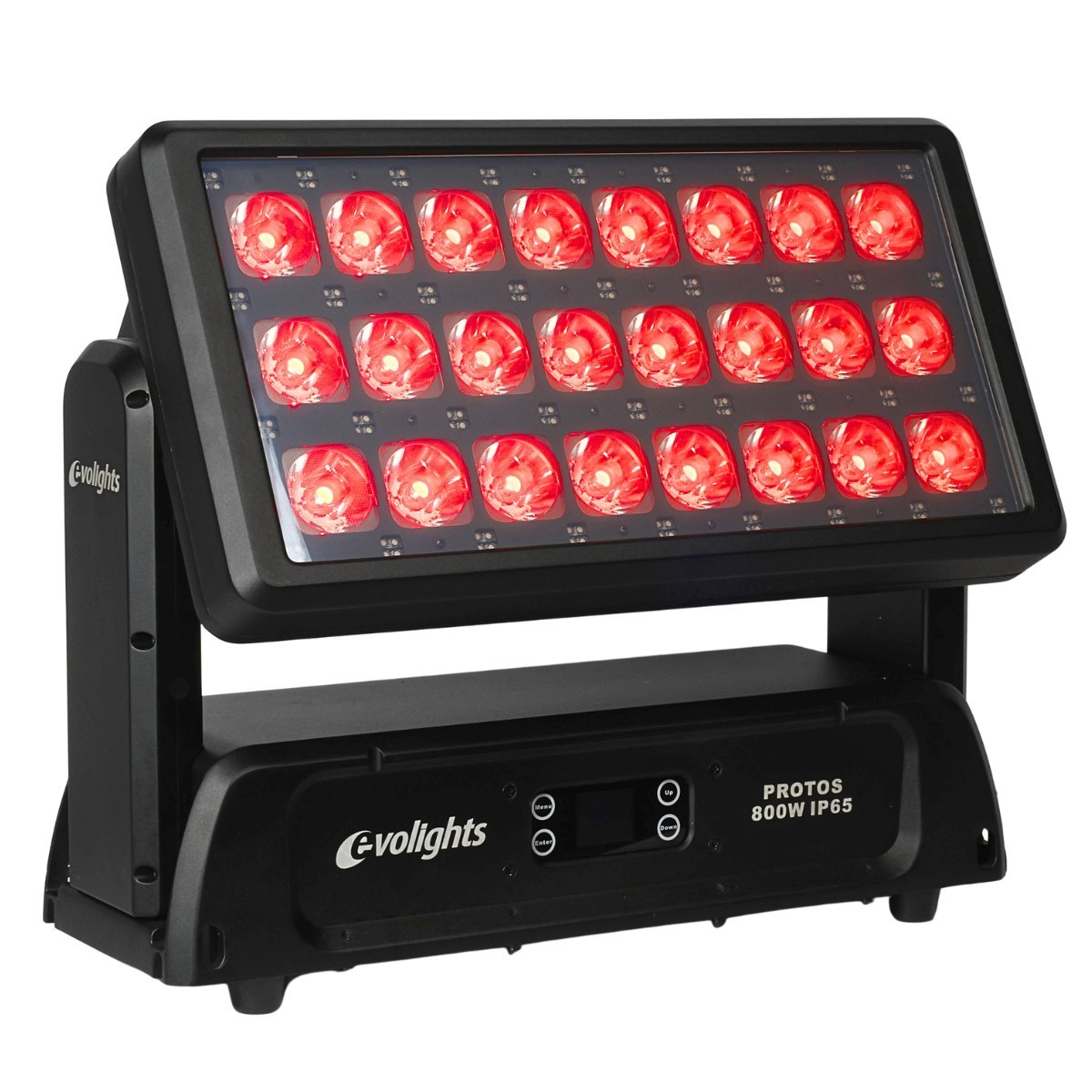 EVOLIGHTS PROTOS 800W IP65 wall washer oświetlenie zewnętrzne LED Art-Net DMX RDM sACN 24x25W RGBL LED 4w1 + 144x0,3W RGBW LED efekt aura