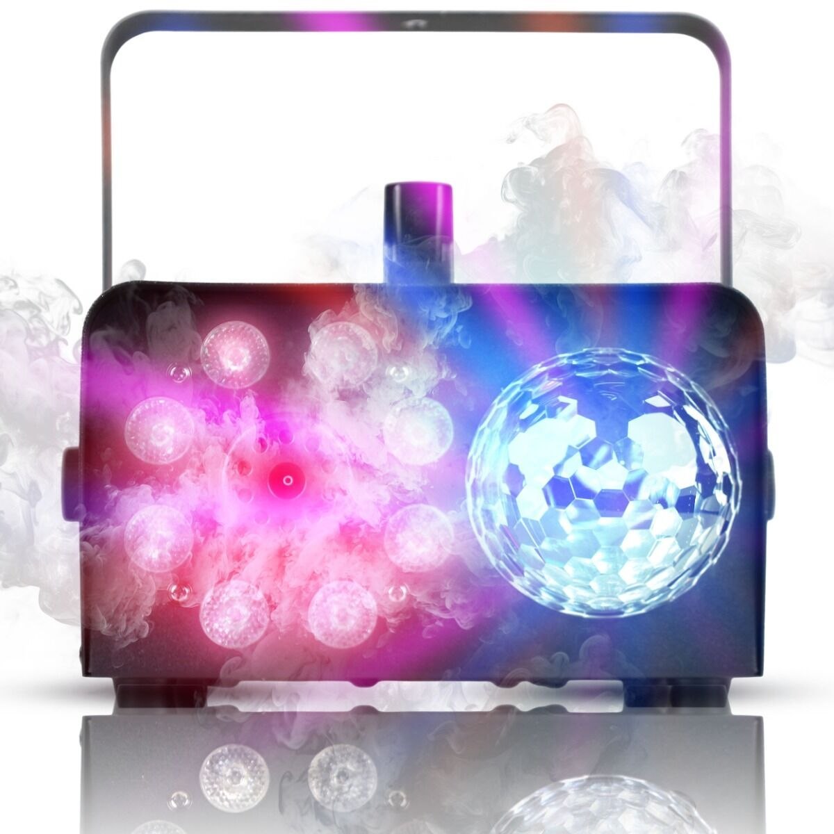 LIGHT4ME FOG 600W LED BALL generator wytwornica dymu mgły efekt podświetlenia dymu 8x1W RGB kula dyskotekowa 6x1W R/G/B/W/A/P pilot bezprzewodowy uchwyt montażowy