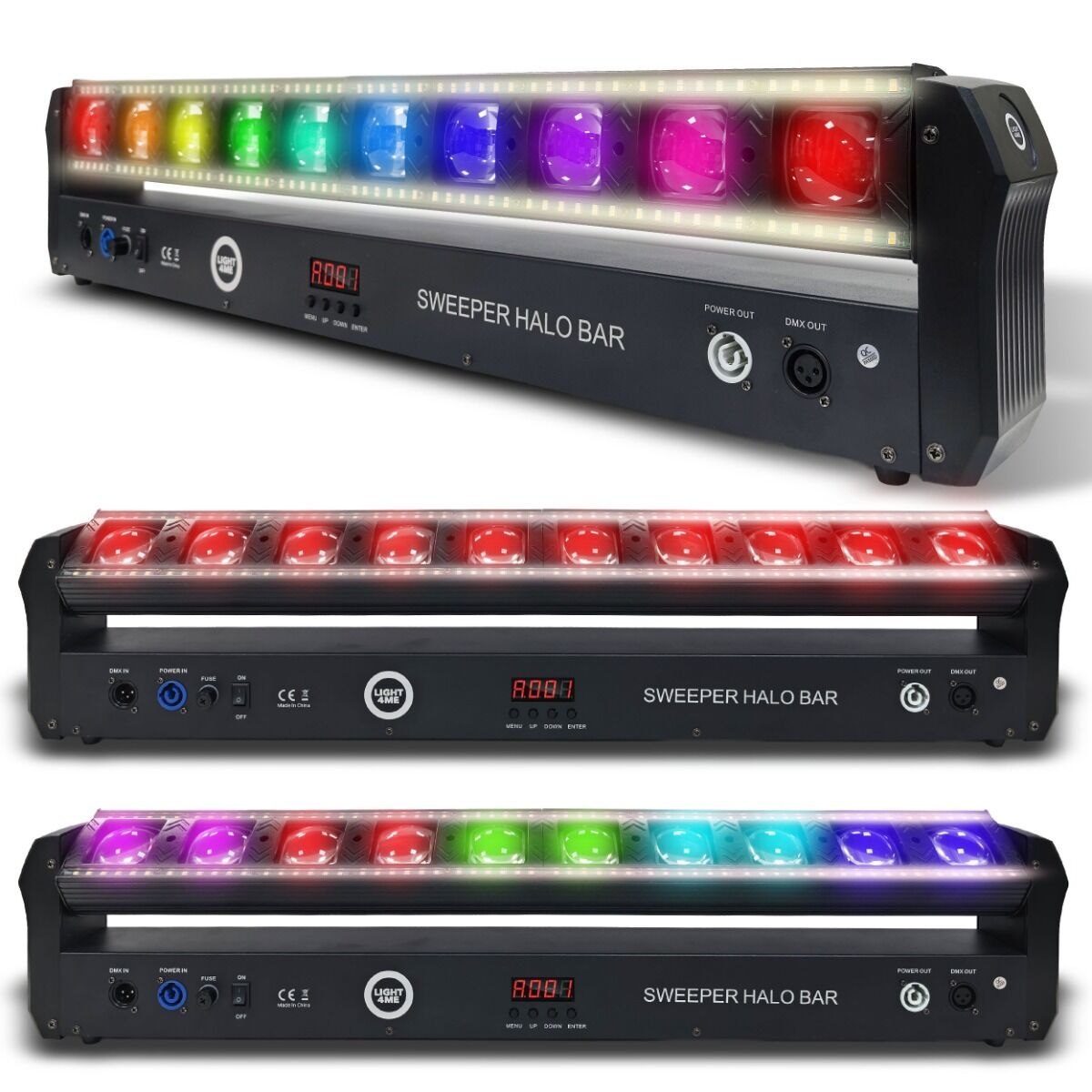 LIGHT4ME SWEEPER HALO BAR ruchoma listwa oświetleniowa LED DMX 10x30W RGBW + 120x0,5W CW/WW 2x uchwyt montażowy omega