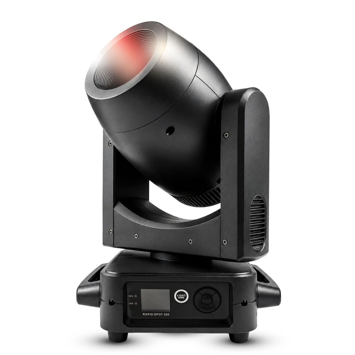 LIGHT4ME RAPID SPOT 200 głowica ruchoma oświetlenie sceniczne DMX 200W biała dioda LED focus tarcza 9 barw 9 gobo statycznych 6 gobo rotacyjnych indeksowanie gobo 6-fasetowa pryzma rotacyjna 2x uchwyt montażowy omega