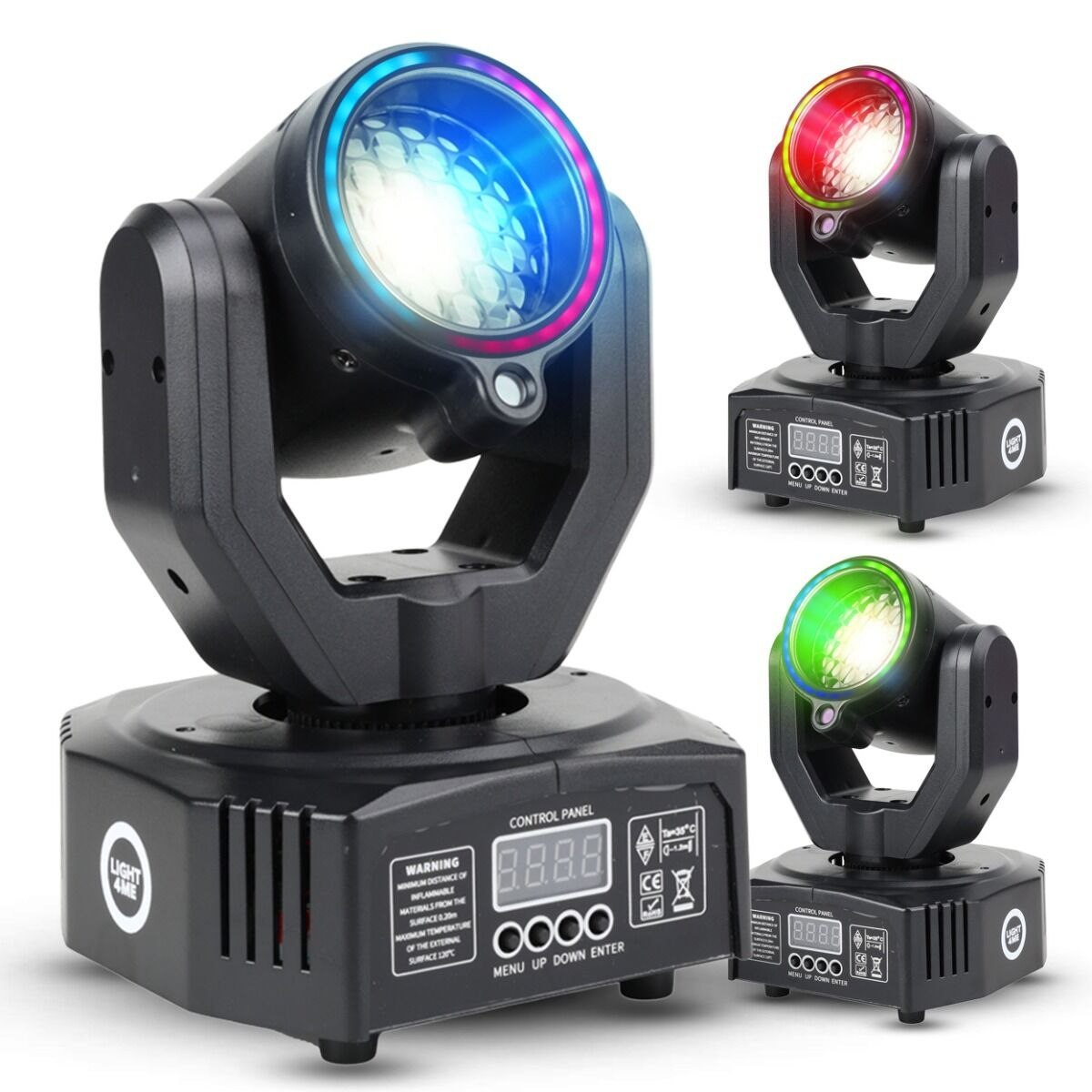 LIGHT4ME MAGIC HEAD głowica ruchoma FX LED DMX gobo beam ring laser zielony 50 mW pilot bezprzewodowy uchwyt montażowy 6x3W SMD 3535 R/G/B + 12x0,2 SMD 5050 RGB