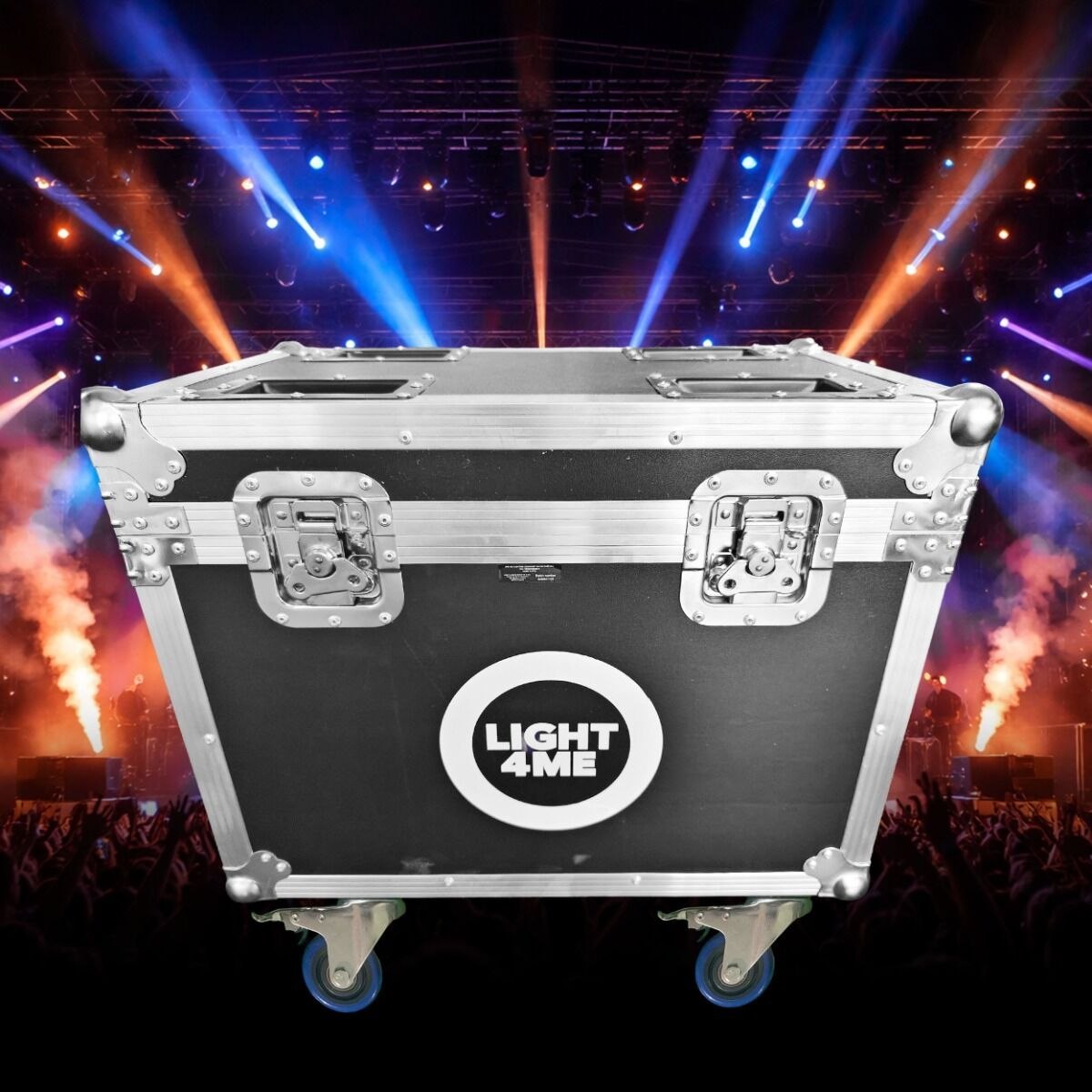 LIGHT4ME STARWASH 19x15W CASE 2IN1 skrzynia transportowa na 2 głowice ruchome przegroda na akcesoria 4 kółka mechanizm blokady