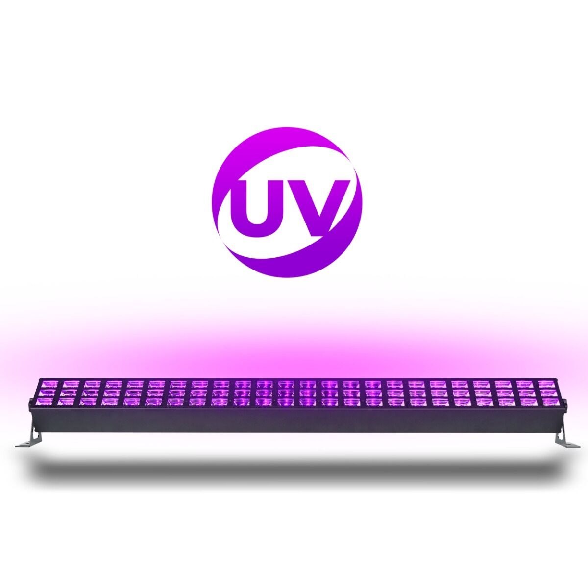 LIGHT4ME UV BAR 72x2W listwa oświetleniowa UV-A oświetlenie dekoracyjne ultrafioletowe LED DMX 2x uchwyt montażowy