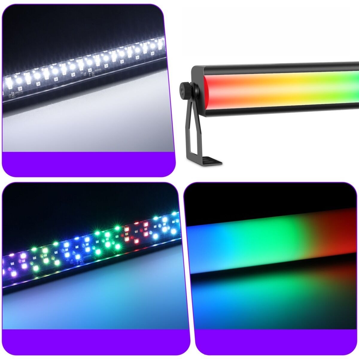 LIGHT4ME FROST BAR listwa oświetleniowa LED DMX 72x0,3W RGB SMD 5050 + 36x0,3W W SMD 5050 zdejmowany dyfuzor pilot bezprzewodowy na podczerwień 2x uchwyt montażowy