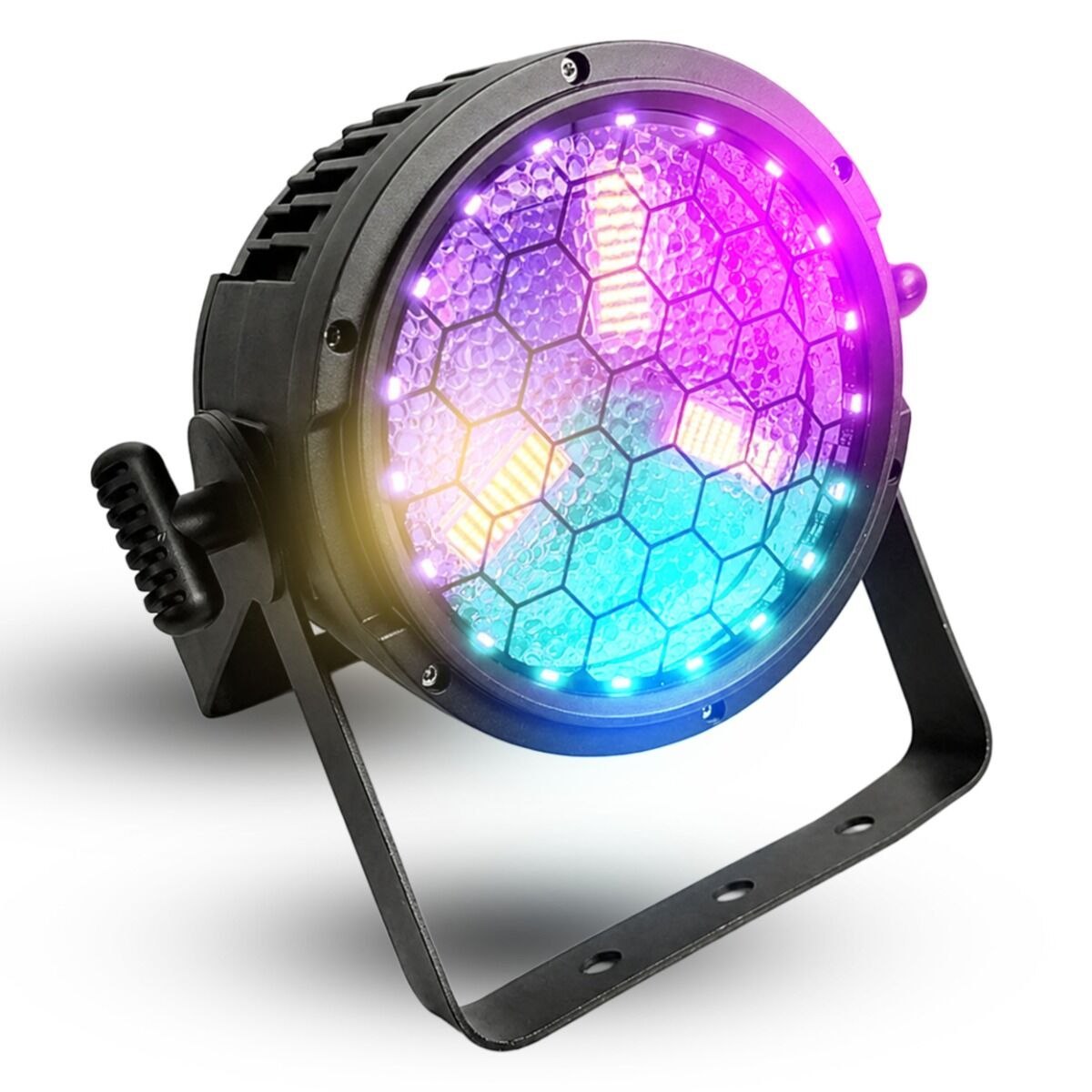 EVOLIGHTS LUMEN PAR IP65 reflektor vintage zewnętrzne oświetlenie sceniczne retro COB LED DMX 3x30W WW + 30x0,3W SMD 5050 RGB efekt tła uchwyt montażowy