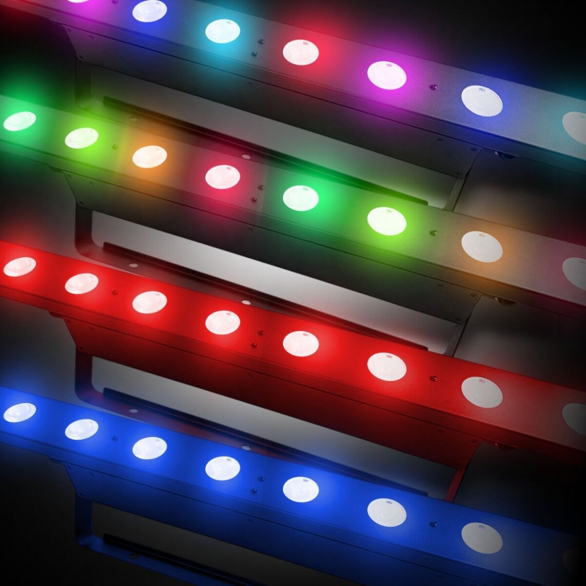 EVOLIGHTS PIXEL BAR 12x4W RGBA listwa oświetleniowa oświetlenie dekoracyjne LED DMX Pixel Control uchwyt montażowy
