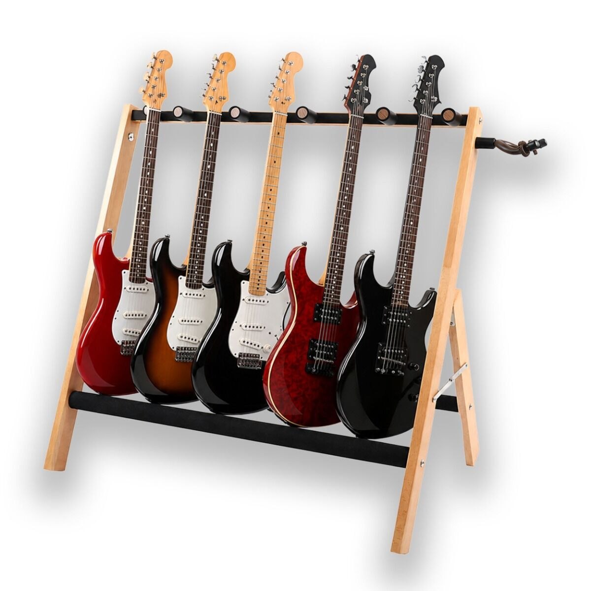 DNA GS5 statyw gitarowy stojak na 5 gitar wielostanowiskowy drewno bukowe składany wolnostojący 70 cm do 30 kg