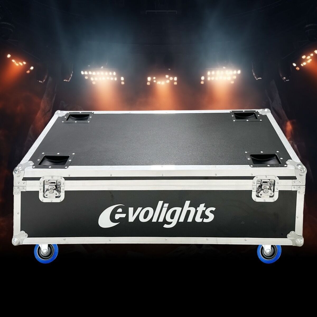 EVOLIGHTS VORTEX CASE 2IN1 skrzynia transportowa na 2 efekty oświetleniowe akcesoria 4 kółka mechanizm blokady