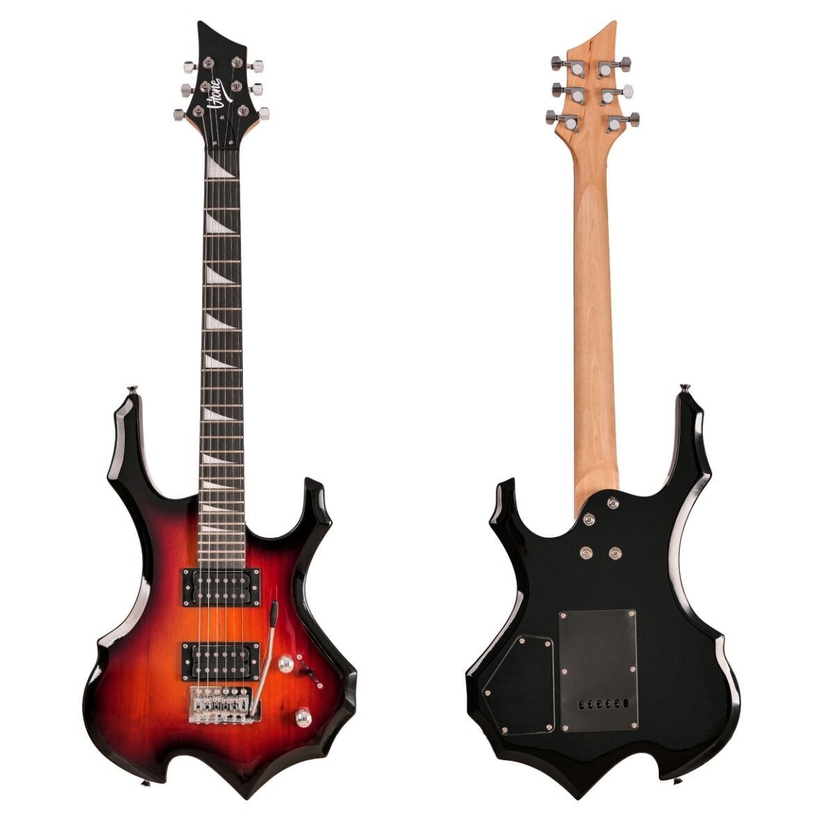 V-TONE EGS 39 SB gitara elektryczna 4/4 sunburst 39" HH wzmacniacz pokrowiec pasek przewód jack-jack tuner kostki do gry struny ramię tremolo klucze imbusowe zestaw