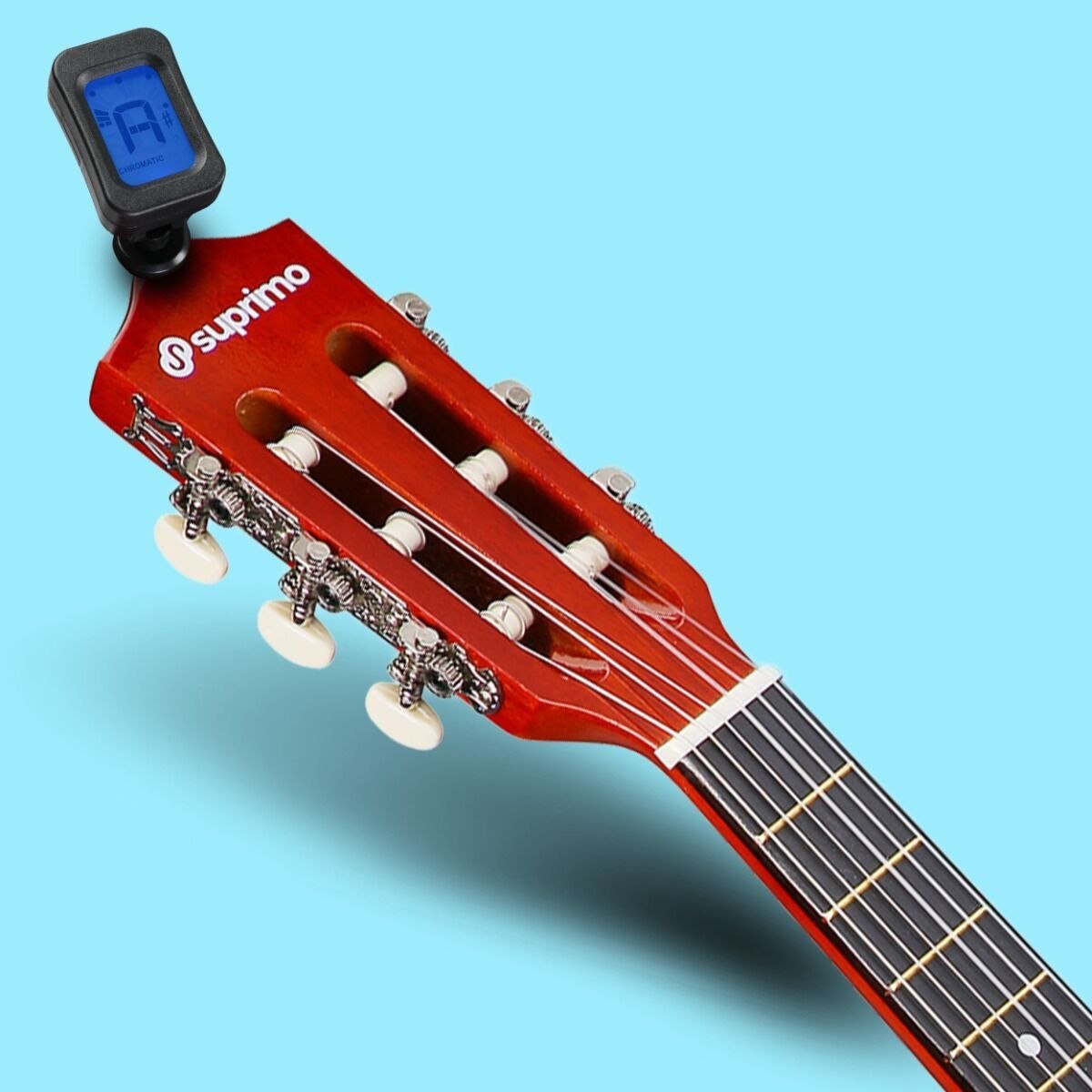 SUPRIMO JRC SET NT gitara klasyczna 1/4 naturalna do nauki dla początkujących 3x kostka do gry pasek zapasowe struny pokrowiec tuner akordy zestaw