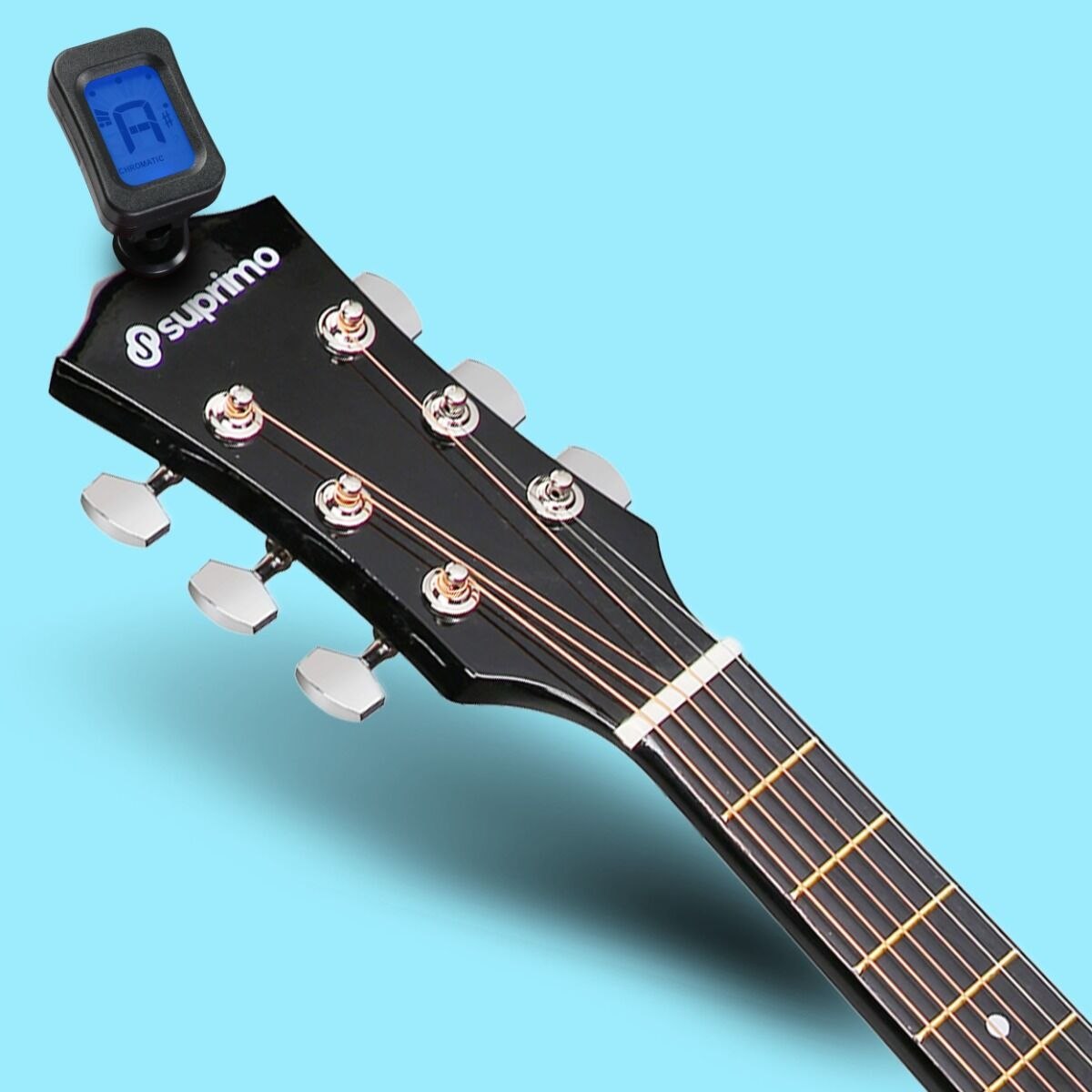 SUPRIMO JRA SET BK gitara akustyczna 1/4 czarna do nauki dla początkujących 3x kostka do gry pasek zapasowe struny pokrowiec tuner akordy zestaw
