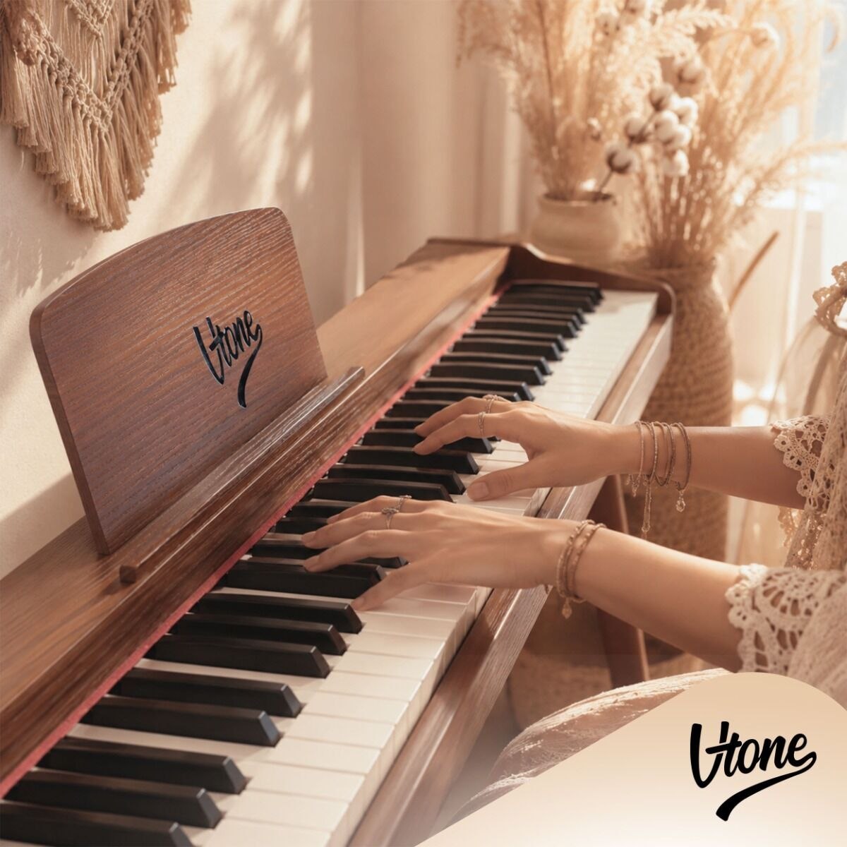 V-TONE BL-130 pianino cyfrowe czteronożne brązowe wolnostojące 88 klawiszy Bluetooth MIDI pulpit do nut 3 pedały pianinowe zasilanie sieciowe głośniki 3x wyjście słuchawkowe wejście audio zestaw