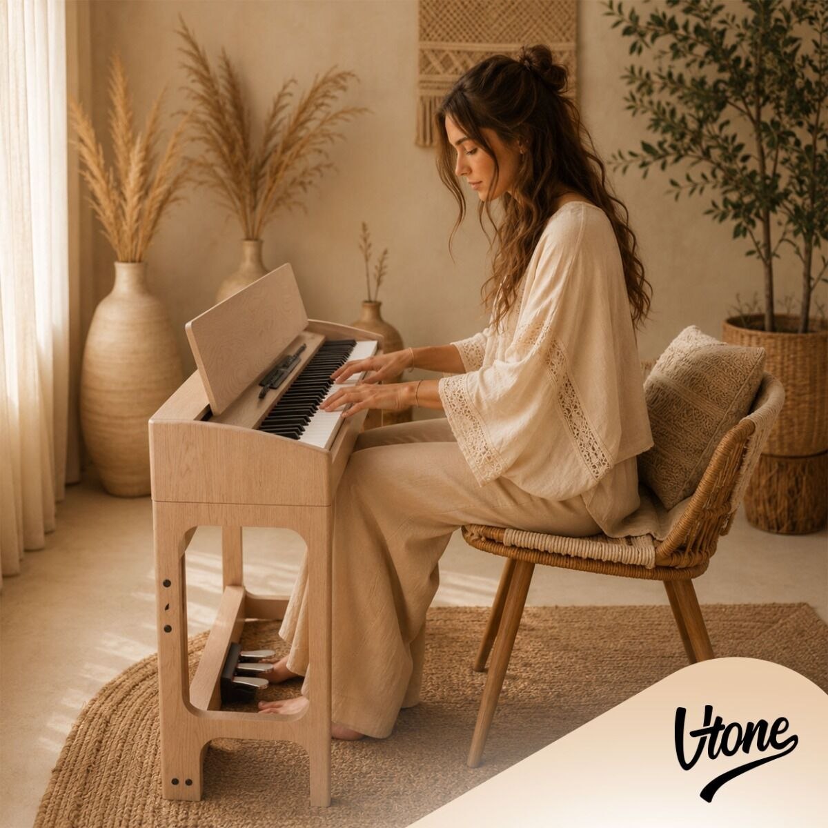 V-TONE BL-8815 pianino cyfrowe stacjonarne beżowe wolnostojące Bluetooth EQ MIDI 88 klawiszy ważona klawiatura młoteczkowa zasilanie sieciowe głośniki wyjście słuchawkowe wejście/wyjście audio stereo