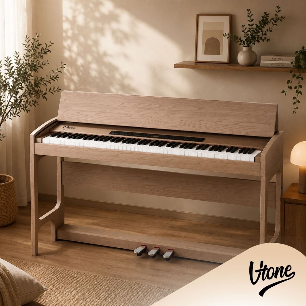V-TONE BL-8815 pianino cyfrowe stacjonarne beżowe wolnostojące Bluetooth EQ MIDI 88 klawiszy ważona klawiatura młoteczkowa zasilanie sieciowe głośniki wyjście słuchawkowe wejście/wyjście audio stereo