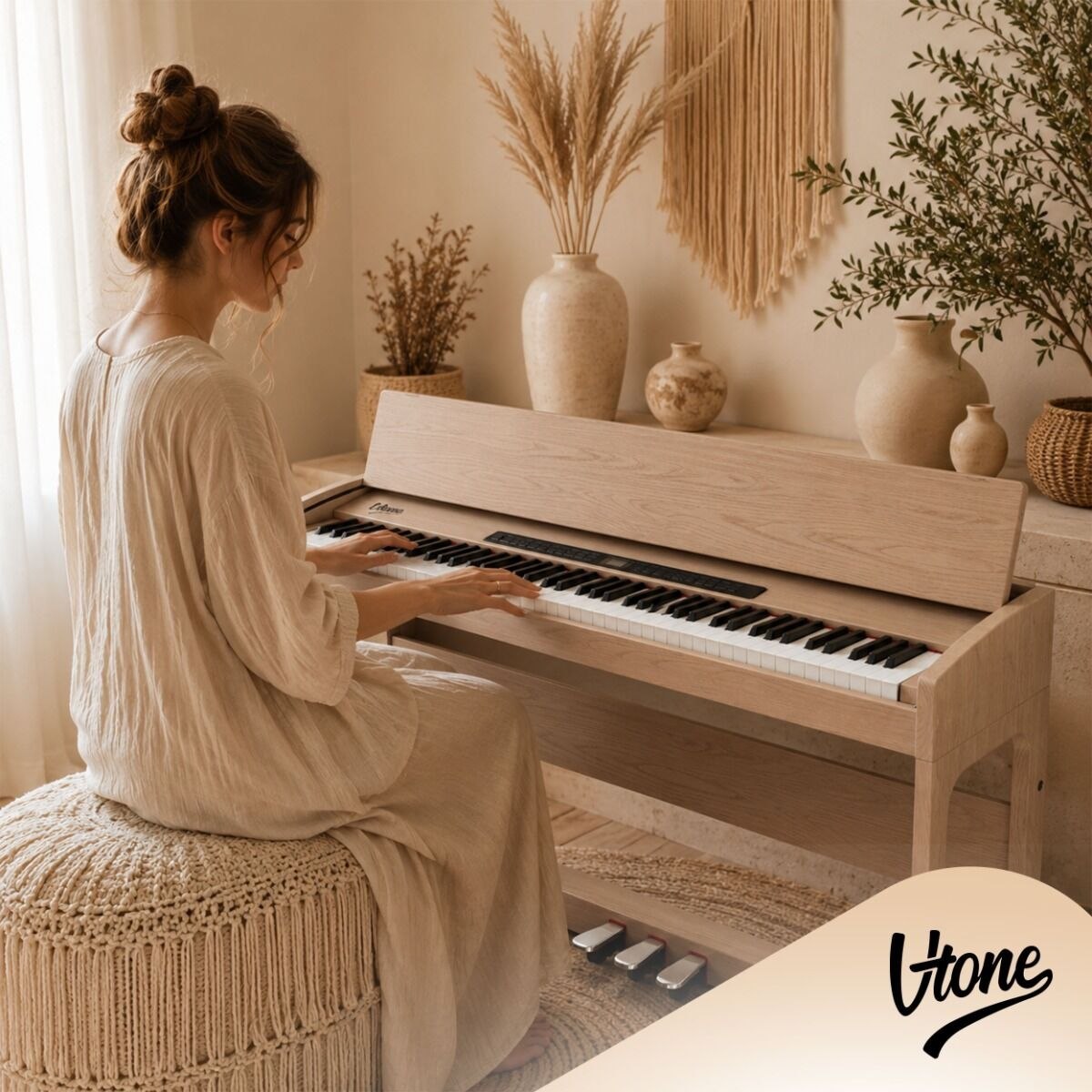 V-TONE BL-8815 pianino cyfrowe stacjonarne beżowe wolnostojące Bluetooth EQ MIDI 88 klawiszy ważona klawiatura młoteczkowa zasilanie sieciowe głośniki wyjście słuchawkowe wejście/wyjście audio stereo