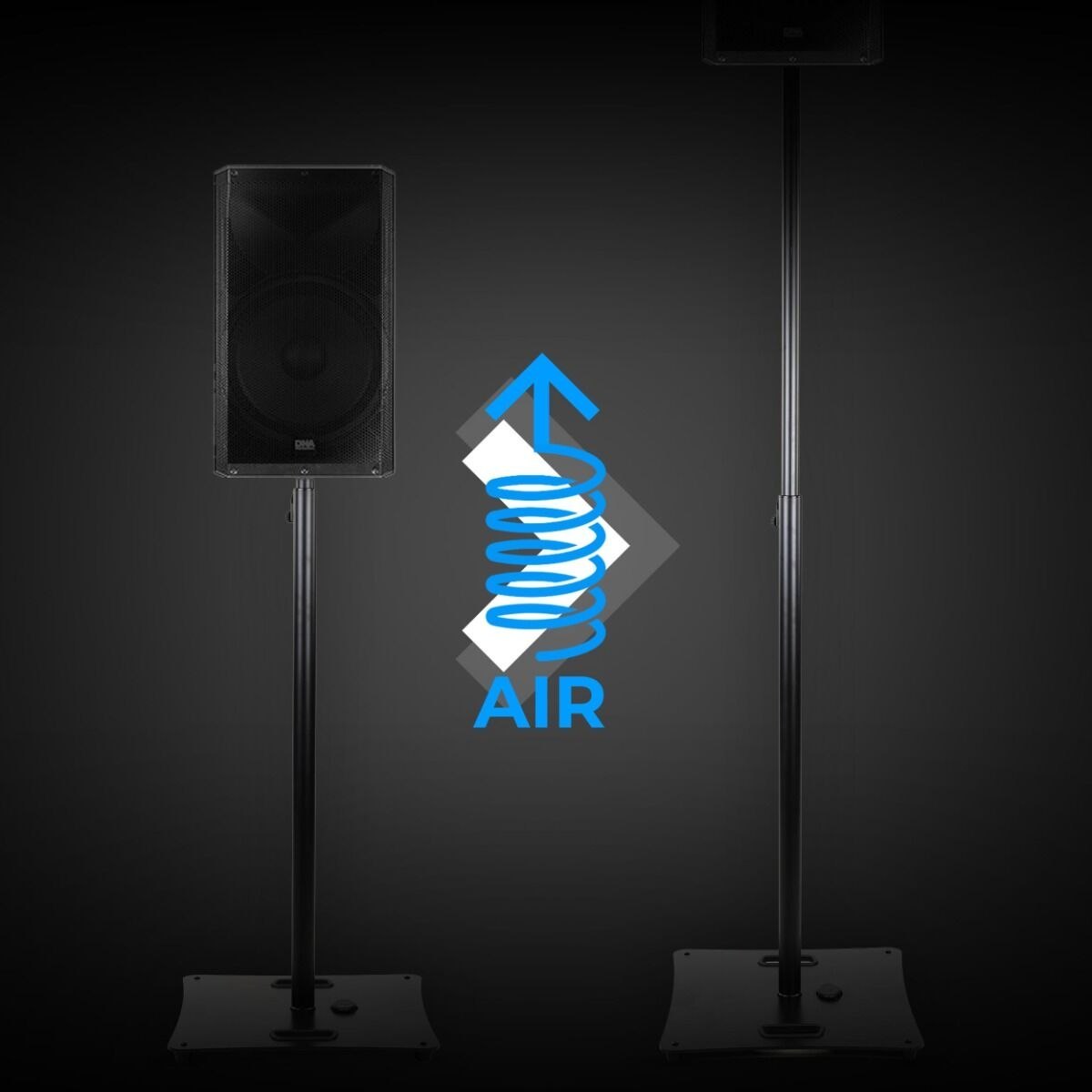 DNA AIR POLE 1 statyw kolumnowy oświetleniowy kwadratowa podstawa teleskopowa sztyca sprężyna gazowa do 50 kg