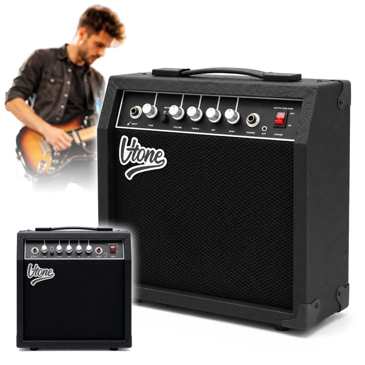 V-TONE AMP40 combo gitarowe wzmacniacz 40W do gitary elektrycznej tranzystorowy czarny efekt drive EQ AUX wyjście słuchawkowe