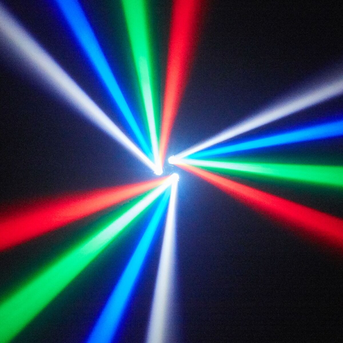 LIGHT4ME MADNESS TRI 3IN1 ruchomy multiefekt oświetleniowy oświetlenie sceniczne LED DMX Beam 12x3W R/G/B/W laser zielony 100 mW Golden Strobe 3x10W A pilot bezprzewodowy uchwyt montażowy