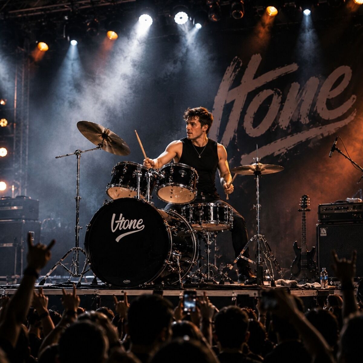 V-TONE AD KIT 1 BK perkusja akustyczna czarna zestaw perkusyjny 5-częściowy hardware klucz regulacyjny pałeczki stołek