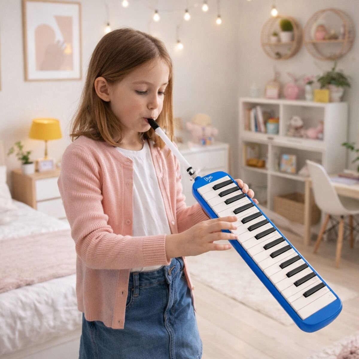 V-TONE MELODY 32 BL melodyka melodyjka harmonijka klawiszowa niebieska 32-klawiszowa 40,5 cm torba transportowa ściereczka do czyszczenia zestaw