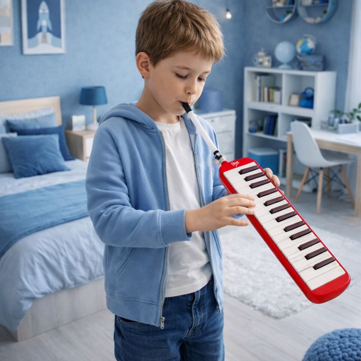 V-TONE MELODY 32 RD melodyka melodyjka harmonijka klawiszowa czerwona 32-klawiszowa 40,5 cm torba transportowa ściereczka do czyszczenia zestaw