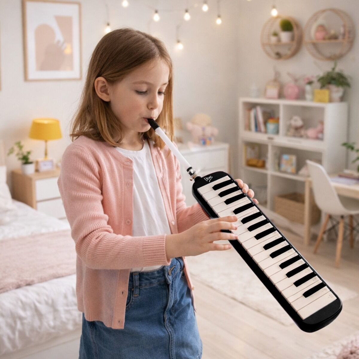 V-TONE MELODY 32 BK melodyka melodyjka harmonijka klawiszowa czarna 32-klawiszowa 40,5 cm torba transportowa ściereczka do czyszczenia zestaw