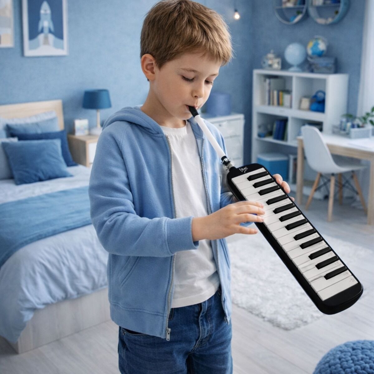 V-TONE MELODY 32 BK melodyka melodyjka harmonijka klawiszowa czarna 32-klawiszowa 40,5 cm torba transportowa ściereczka do czyszczenia zestaw