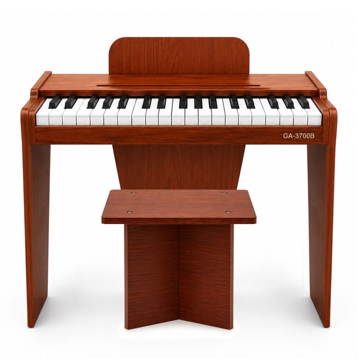 SUPRIMO KID PIANO 1 WOOD mini pianino cyfrowe przenośne trójnożne wolnostojące brązowe 37 klawiszy zasilanie sieciowe na baterie pulpit do nut stołek do 20 kg