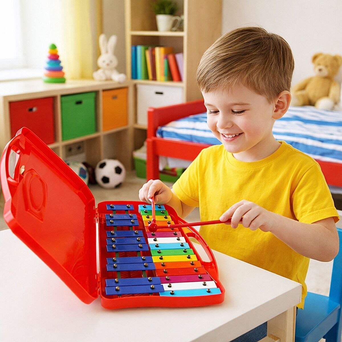 V-TONE DCS 25 SET cymbałki dzwonki chromatyczne 25-tonowe instrument dla dzieci glockenspiel edukacyjny 2 pałeczki do gry walizka transportowa