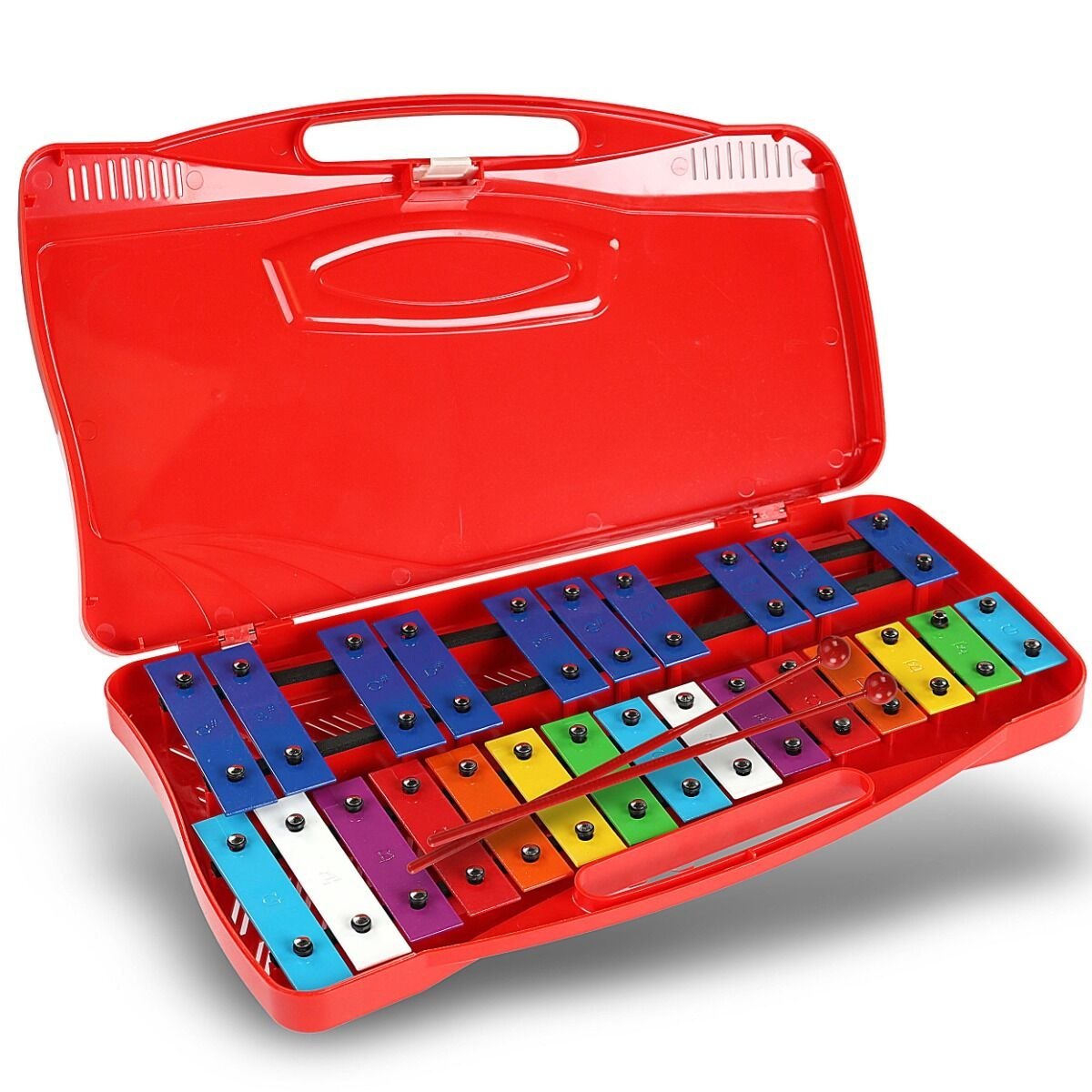 V-TONE DCS 25 SET cymbałki dzwonki chromatyczne 25-tonowe instrument dla dzieci glockenspiel edukacyjny 2 pałeczki do gry walizka transportowa