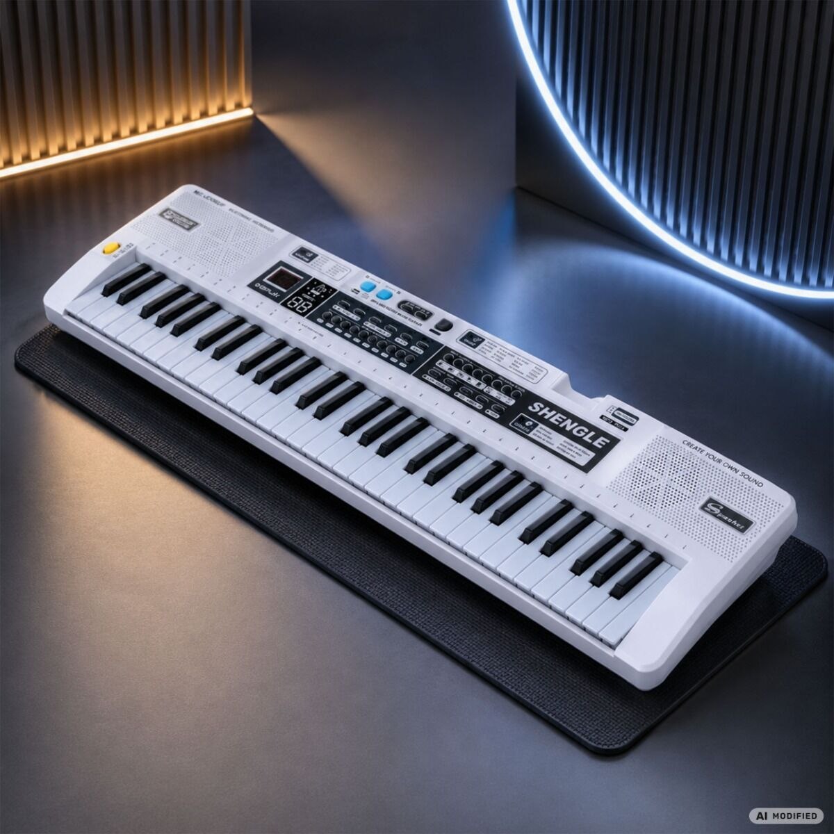 MQ 008UF KEYBOARD elektroniczny edukacyjny przenośny biały 61 klawiszy instrument dla dzieci do nauki gry odtwarzacz MP3 radio FM mikrofon przewodowy wbudowane głośniki stereo wyjście słuchawkowe zestaw