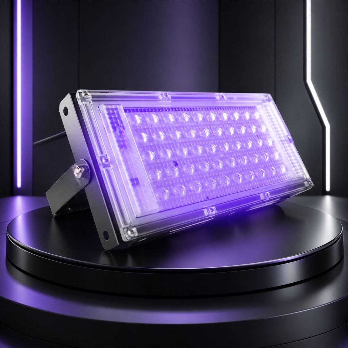 LIGHT4ME IP UV PANEL panelowy naświetlacz ultrafioletowy 50 × 0,5W UV LED przełącznik zasilania uchwyt montażowy zasilanie sieciowe
