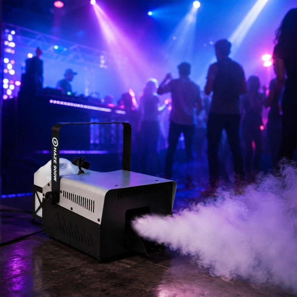 LIGHT4ME HAZE 900W generator wytwornica dymu mgły hazer DMX pilot bezprzewodowy uchwyt montażowy