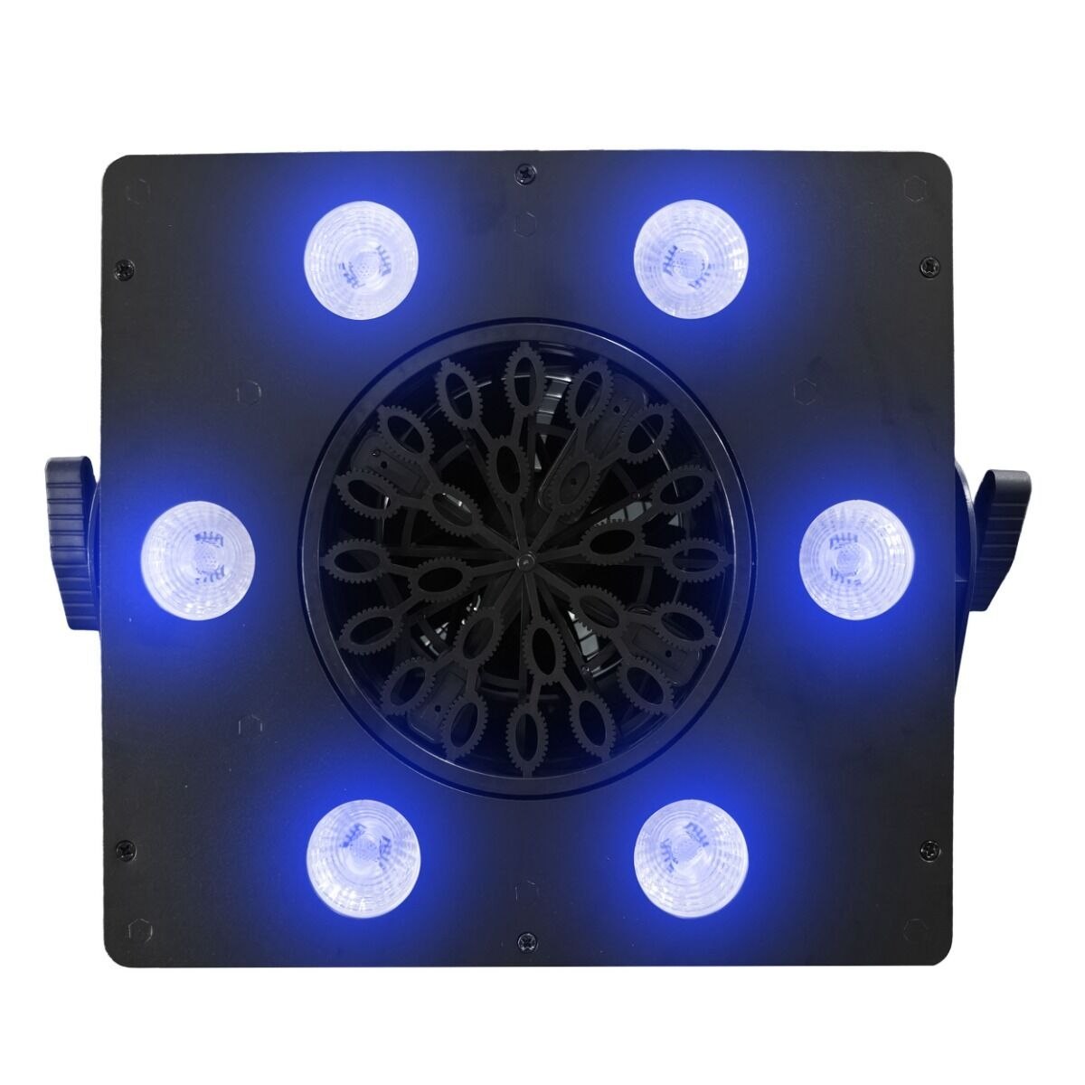 LIGHT4ME BUBBLE BLAST wytwornica baniek sceniczna maszyna do baniek DMX RGBW LED 6×4W zbiornik 2,5 l pilot bezprzewodowy regulowany kąt emisji 0-180°