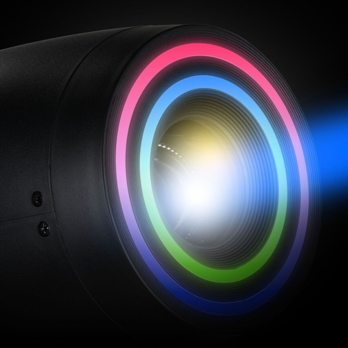 LIGHT4ME PRISMO SPOT 150W głowica ruchoma spot oświetlenie sceniczne LED DMX podwójny efekt ring 40 × 0,2W RGB SMD LED uchwyty montażowe omega