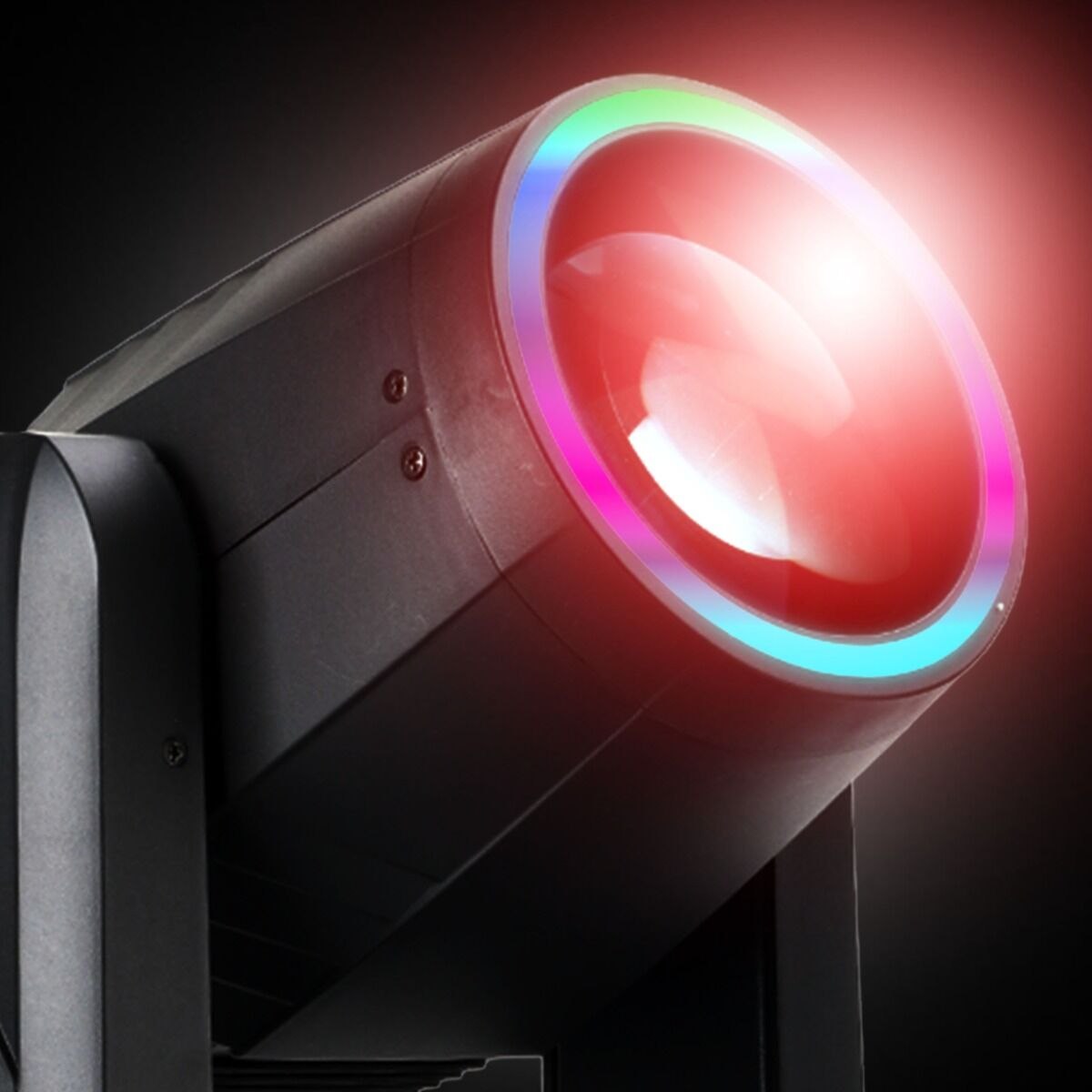 LIGHT4ME MH 7R BEAM 230W głowica ruchoma beam lampa wyładowcza oświetlenie sceniczne DMX efekt ring LED uchwyt montażowy