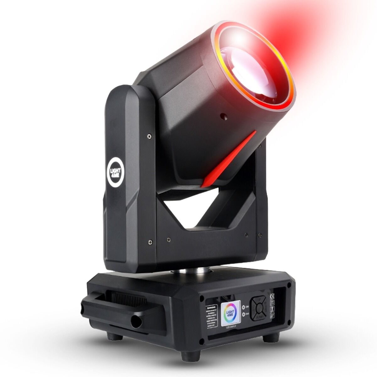 LIGHT4ME RED LINE 10R BEAM 295W głowica ruchoma beam lampa wyładowcza oświetlenie sceniczne DMX efekt ring LED 2x uchwyt montażowy omega