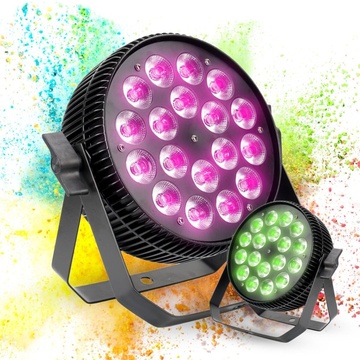 LIGHT4ME ALU TETRA RGBW PAR 18x10W reflektor sceniczny oświetlenie imprezowe DJ LED DMX uchwyt montażowy sterowanie dźwiękiem