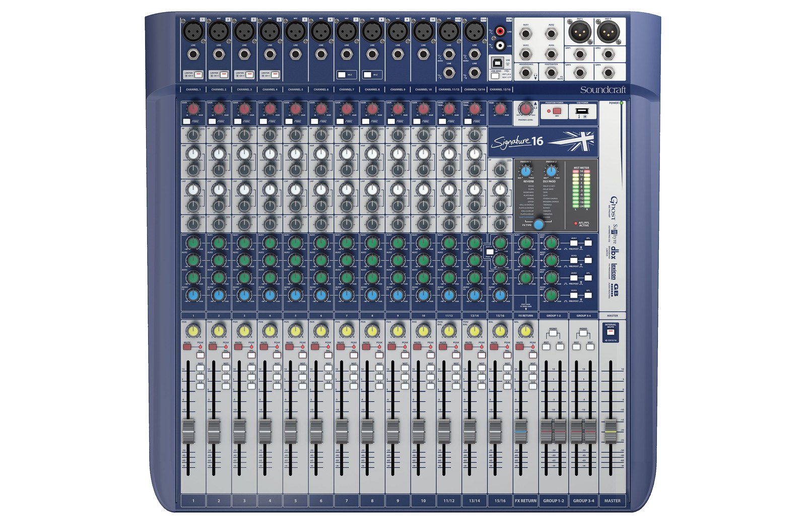 Soundcraft Signature 16 - Analogowa konsoleta mikserska, USB 2 in x 2 out