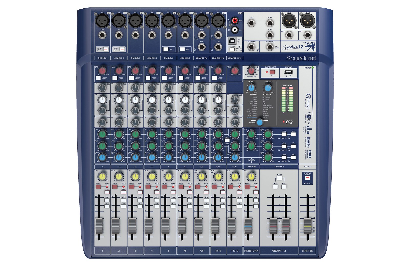 Soundcraft Signature 12 - Analogowa konsoleta mikserska, USB 2 in x 2 out