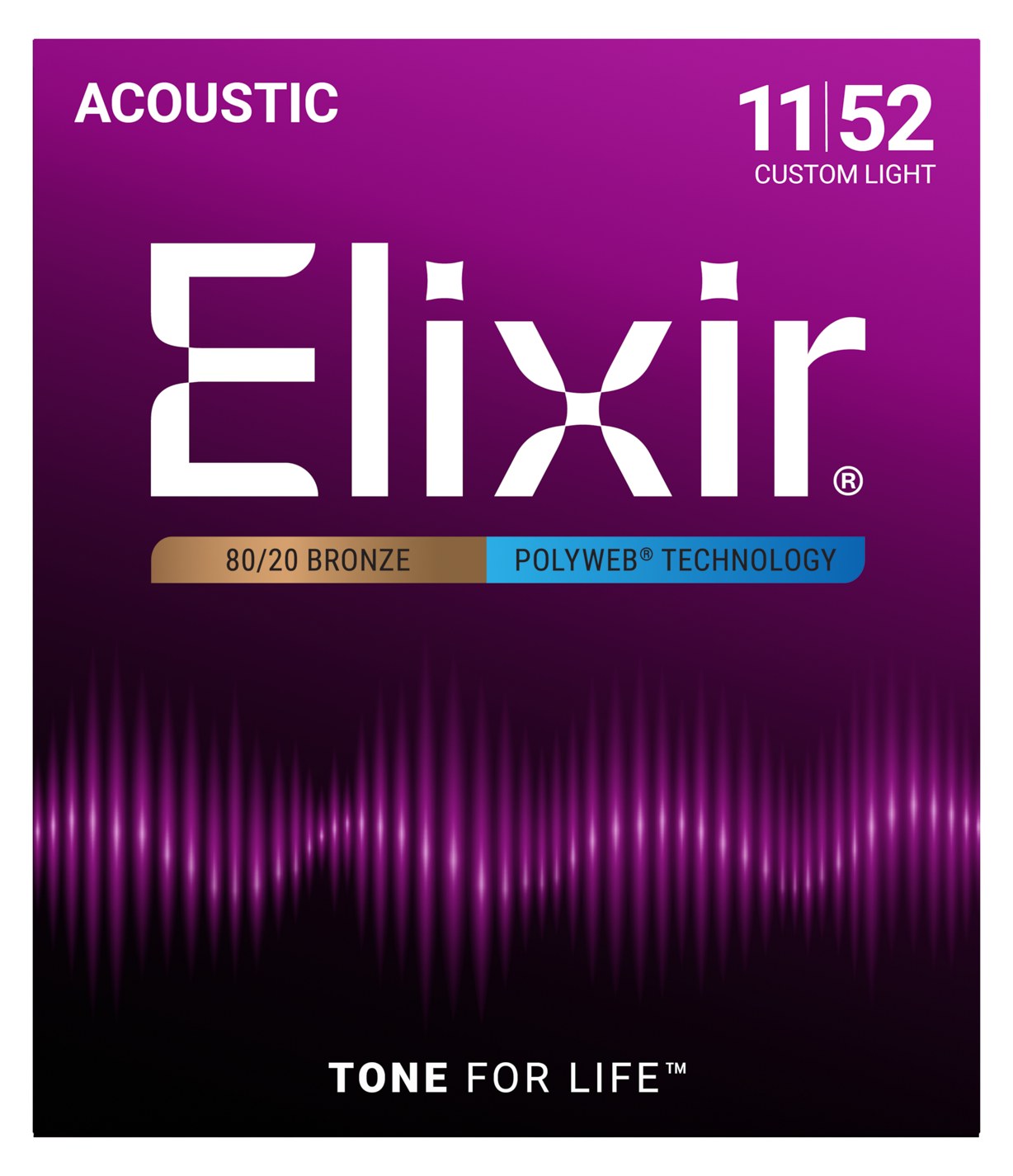 Struny Elixir PolyWeb 80/20 Bronze 11-52 Custom Light (11025)