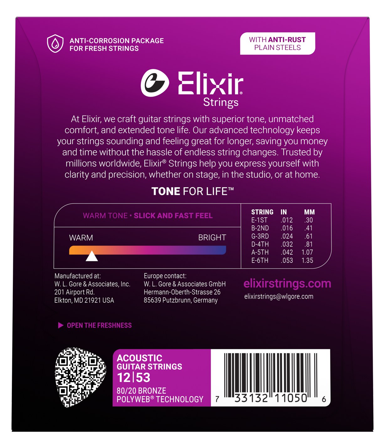 Struny Elixir PolyWeb 80/20 Bronze 12-53 Light (11050)