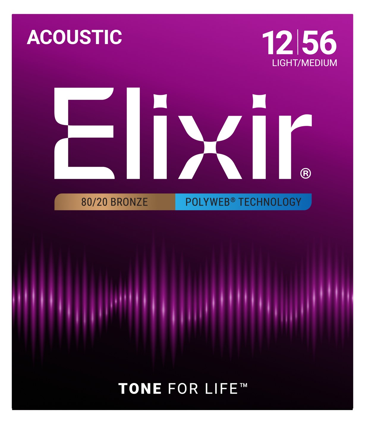 Struny Elixir PolyWeb 80/20 Bronze 12-56 Light-Medium (11075)