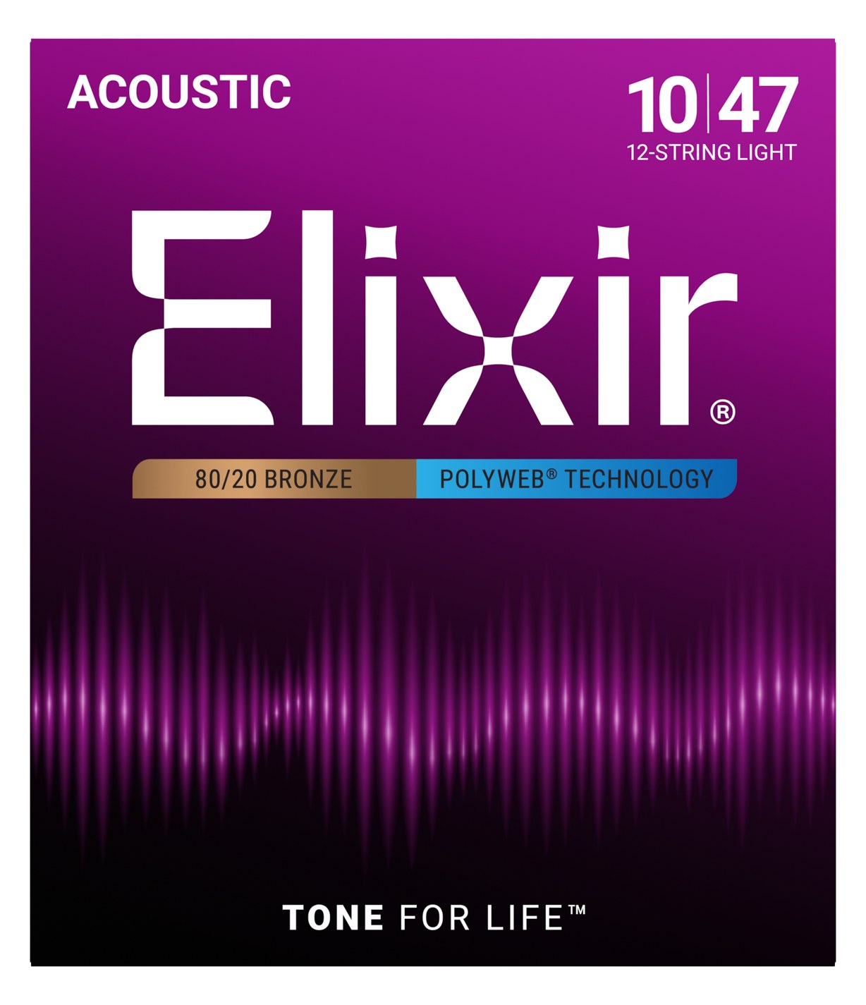 Struny Elixir PolyWeb 80/20 Bronze 10-47 12-String Light (11150)