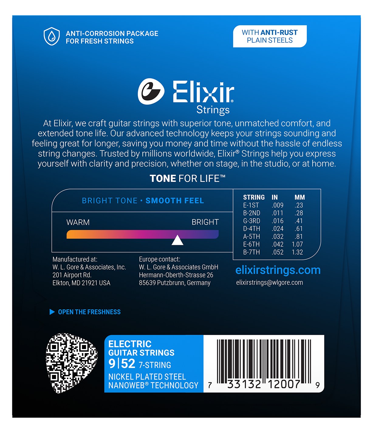 Struny Elixir NanoWeb 9-52 7-String Super Light (12007)