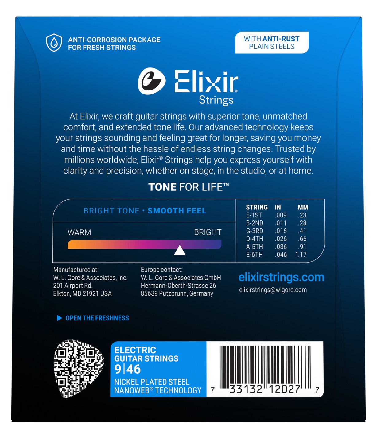 Struny Elixir NanoWeb 9-46 Custom Light (12027)