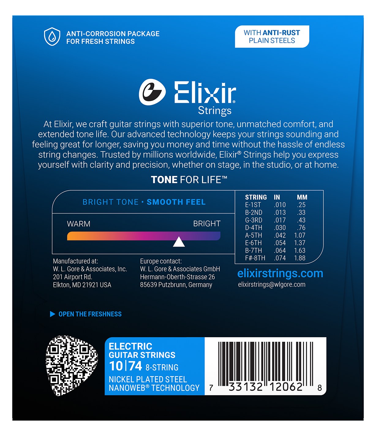 Struny Elixir NanoWeb 10-74 8-String Light (12062)