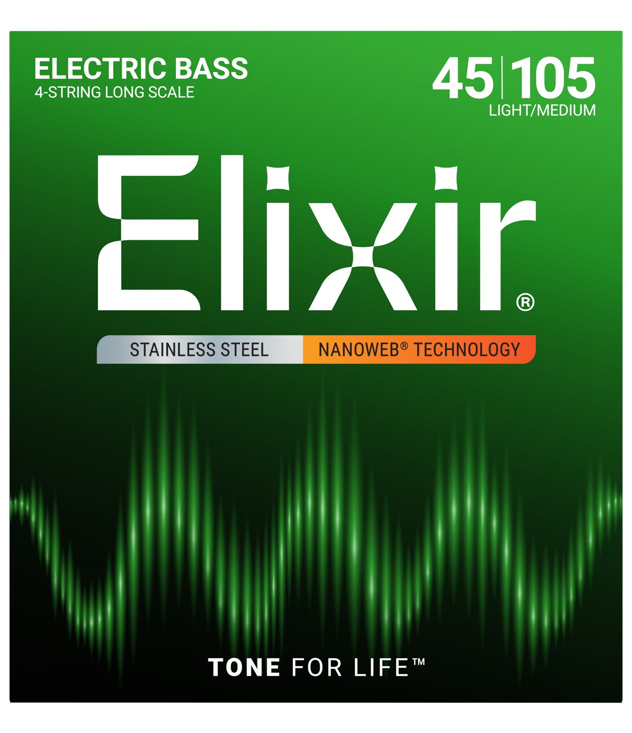 Struny Elixir NanoWeb 4-String 45-105 Light/Medium, Long Scale / Stainless Steel (14677)