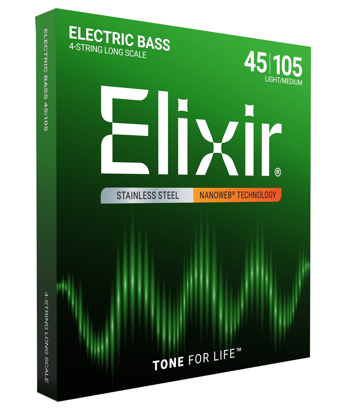 Struny Elixir NanoWeb 4-String 45-105 Light/Medium, Long Scale / Stainless Steel (14677)